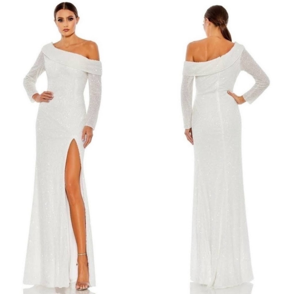 Mac Duggal Sequined One-Shoulder Gown